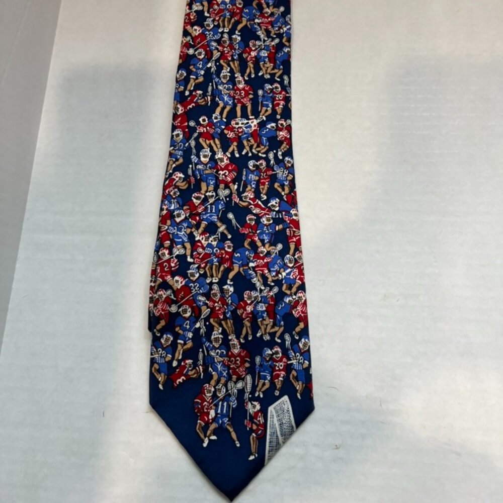 Vintage 1990's Alynn Neckwear Silk Lacrosse Tie Blue